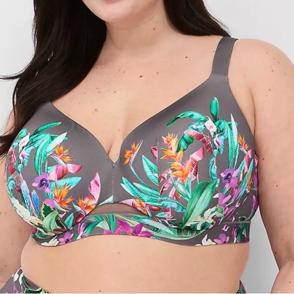 Cacique Floral Print Gray Bra